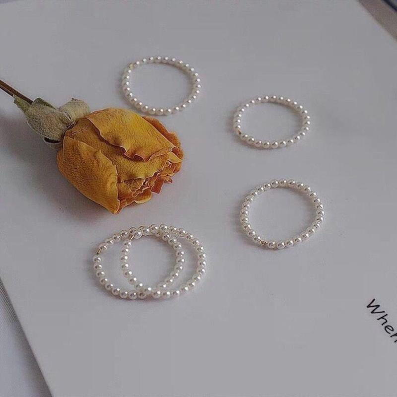 珍珠戒指小珠珍珠戒指女小眾設計女韓版學生簡約ins個性網紅尾戒
