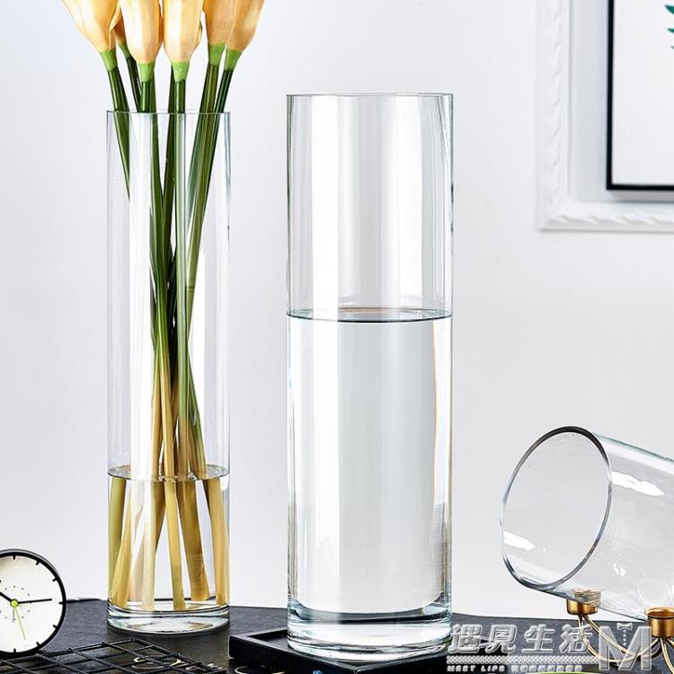 玻璃花瓶 透明特大號客廳擺件水養富貴竹水竹玫瑰百合插花家用落地