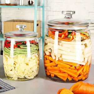 泡菜壇子大號玻璃瓶儲物食品級帶蓋咸菜容器加厚家用腌菜缸密封罐