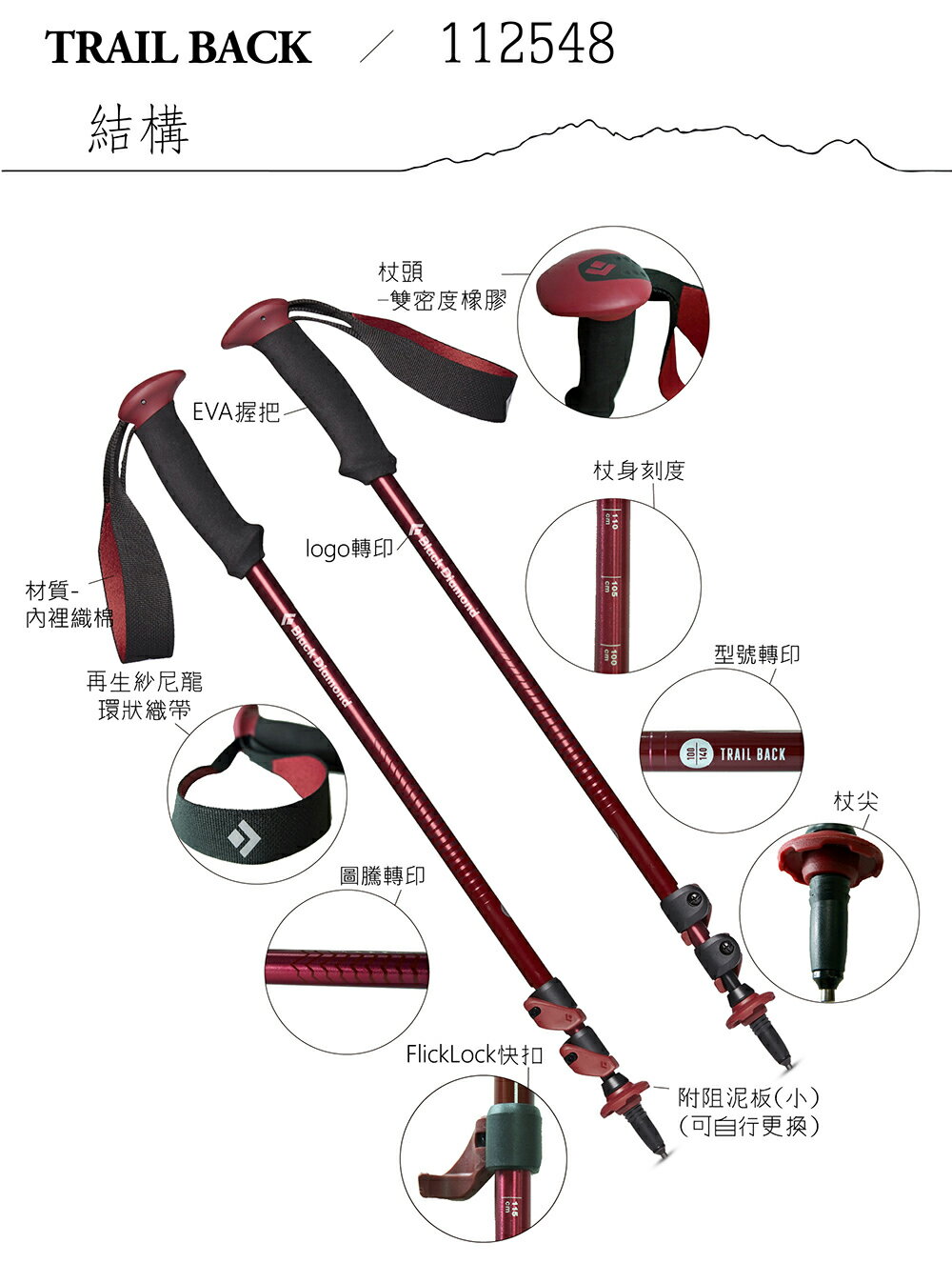 Black Diamond Trail Back 登山杖 藍寶石 112548 【野外營】伸縮 登山 健行 3