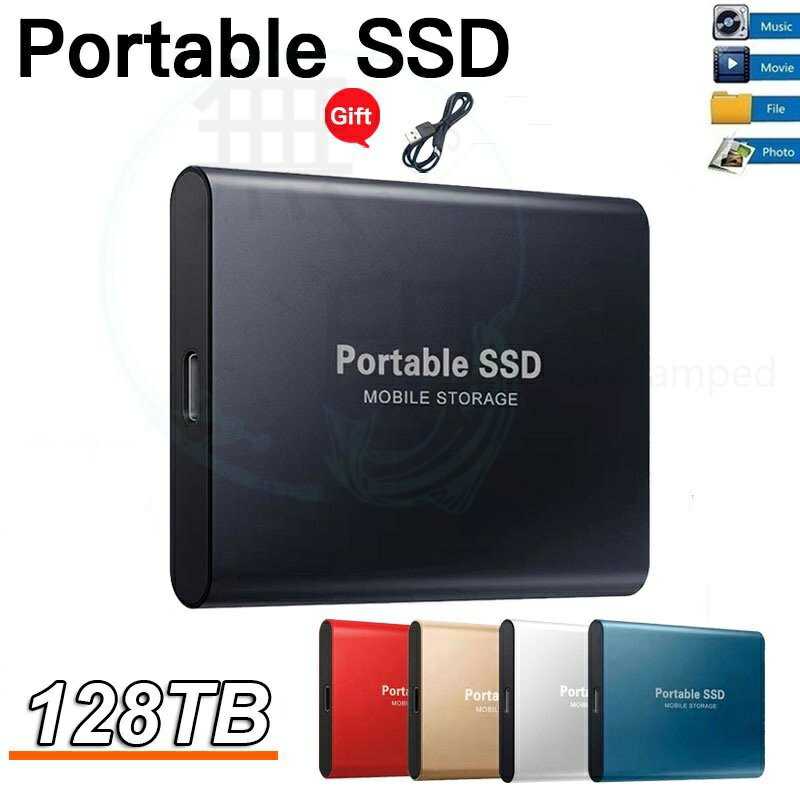 便攜式 SSD Type-C USB 3.1 8TB 16TB 30TB 60tb 128tb SSD 硬盤 1tb 2