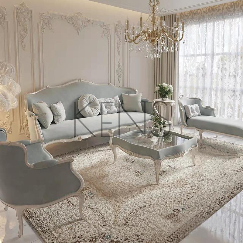 【KENS】沙發 沙發椅 法式客廳宮廷公主風雕花三人沙發美式新古典實木貴妃歐式家具組合