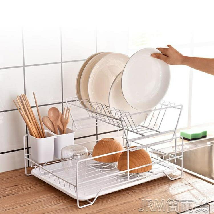 雙層碗碟架 廚房瀝水架單層碗筷餐具收納盒放碗碟盤子置物架台面 快速出貨YJT