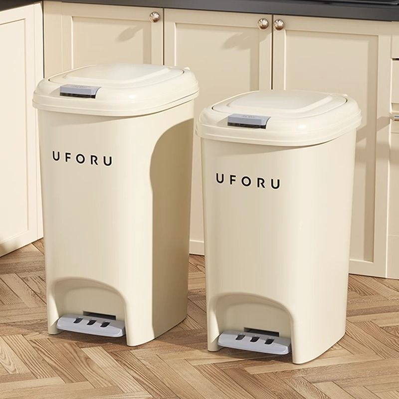 奶油風腳踏式垃圾桶家用大容量廚房客廳衛生間廁所帶蓋按壓紙簍筒