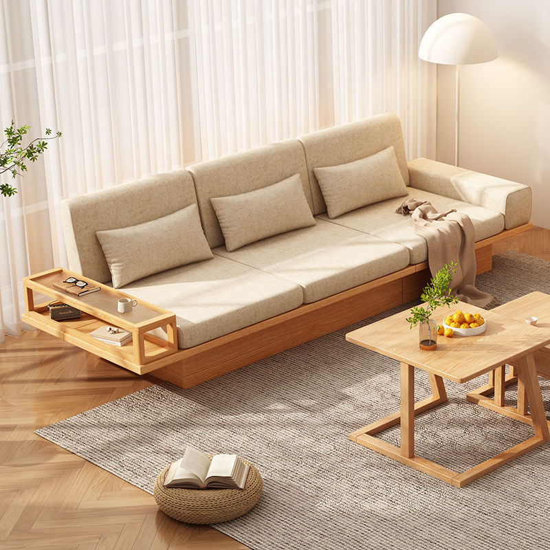 公司貨 免運 北歐風實木沙發奶油原木小戶型現代簡約客廳儲物原木風沙發 快速發貨 2