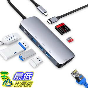 [9美國直購] vilcome 充電器 B07YHJV74T USB C Hub Adapter,VILCOME 8-in-1 USB C Adapter,with 4K USB C to HDMI,SD/TF Card Reade