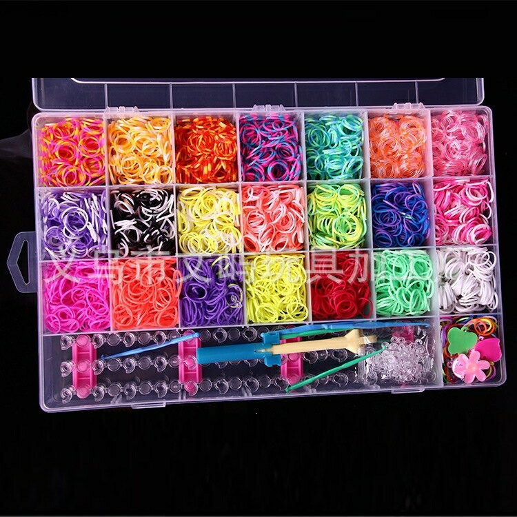 款彩虹手工編織器彩色橡皮筋益智兒童玩具編織手鏈盒子套裝9