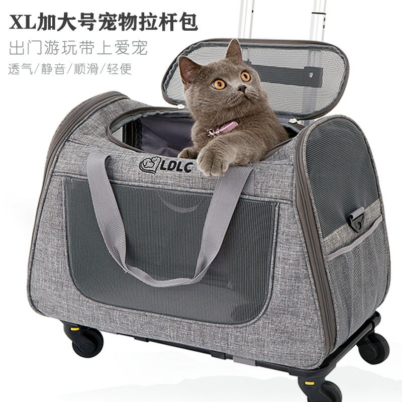 【優選百貨】寵物包包 單背斜背貓咪外出拉桿包XL加大寵物拉桿包可拆卸貓狗拉桿箱