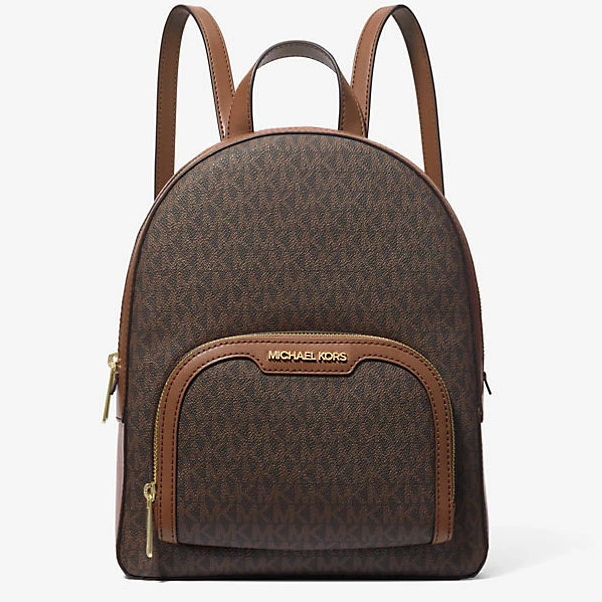 MICHAEL KORS 經典老花後背包 防刮老花PVC塗層帆布 雙肩包 後背包 M95950 深咖啡色MK(現貨)▶指定Outlet商品5折起☆現貨【送禮首選★APP下單點數4倍送】