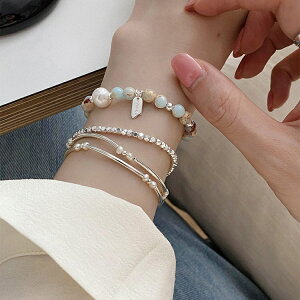 法式復古天然石珍珠碎銀子手鍊女韓國小眾個性簡約百搭氣質手鐲