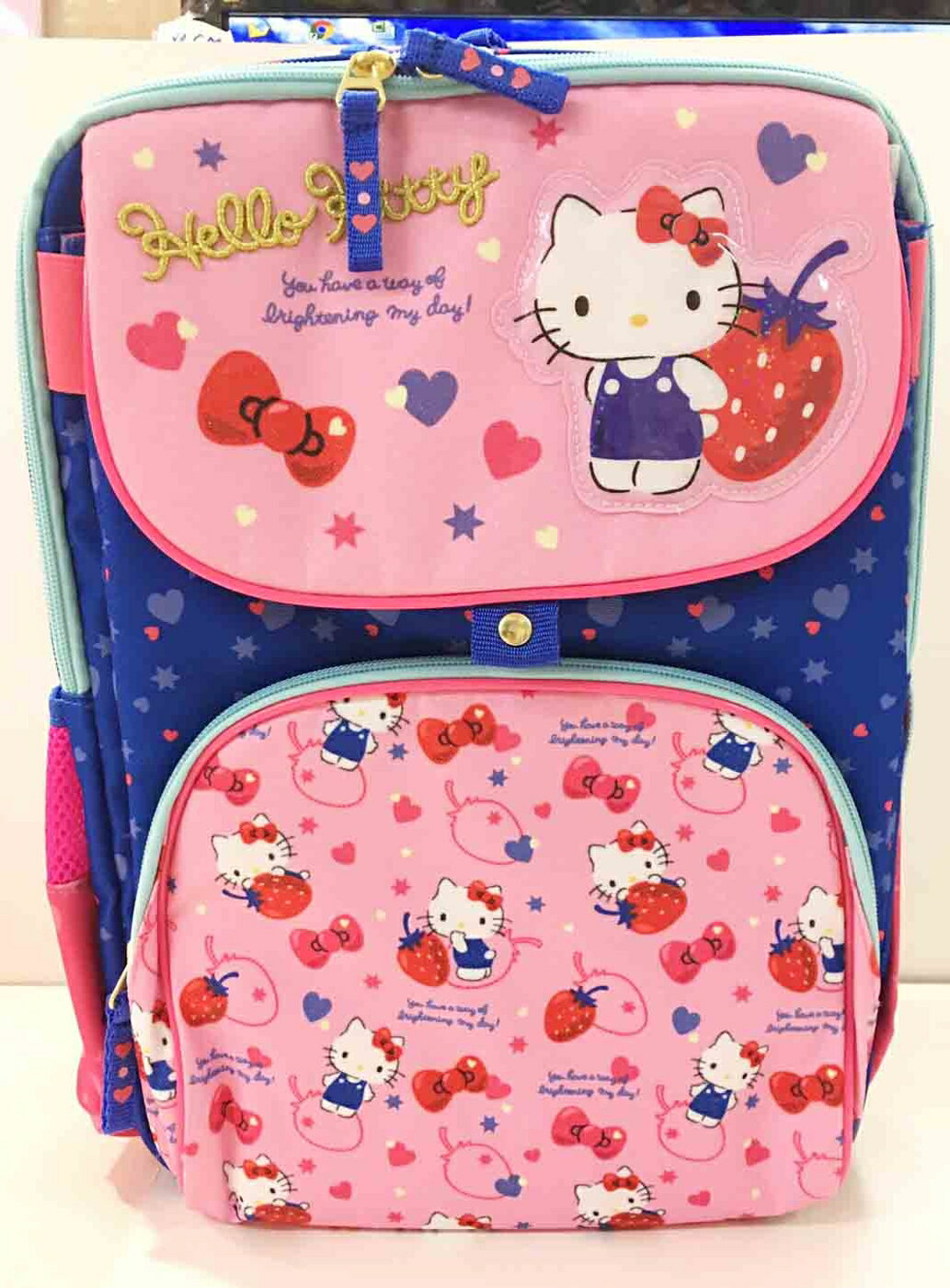 【震撼精品百貨】Hello Kitty 凱蒂貓 KITTY後背包/書包 粉藍色 草莓#97722 震撼日式精品百貨