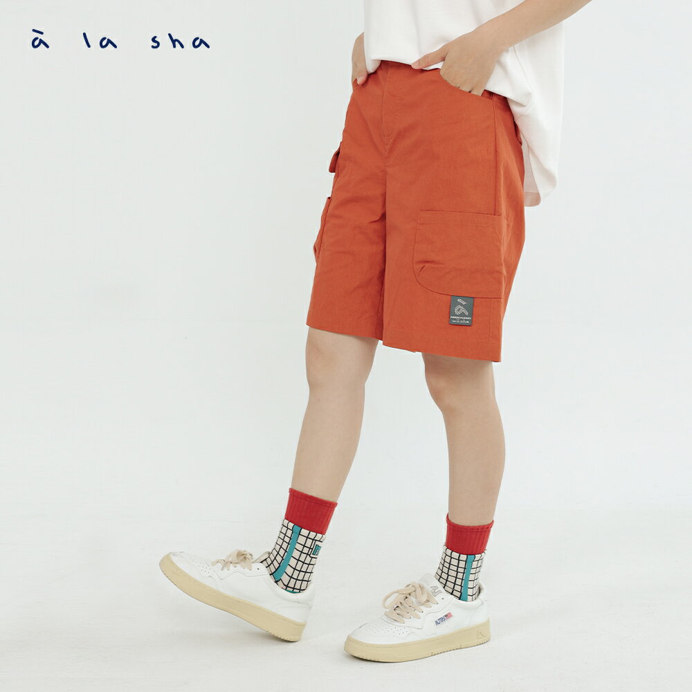 a la sha 工裝鬆緊五分褲