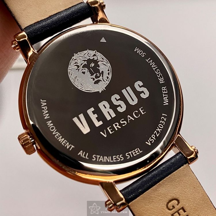 點數9%★VERSUS VERSACE手錶,編號VV00356,38mm玫瑰金圓形精鋼錶殼,寶藍色簡約, 中二針顯示錶面,寶藍真皮皮革錶帶款,超高品質!, 不要錯過!【APP下單享9%點數上限5000點】 6