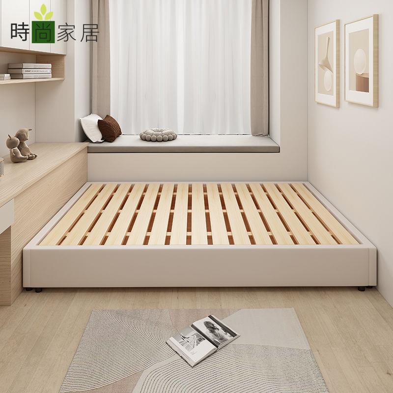 【時尚家居】全實木榻榻米 加密排骨架臥室地臺床 民宿酒店落地無床頭床架 免運 開立發票 工廠現貨
