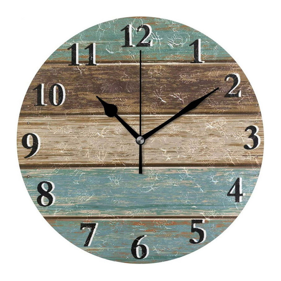亞馬遜熱賣復古掛鐘 10寸北歐時尚大破舊木質時鐘 圓形簡約裝飾鐘