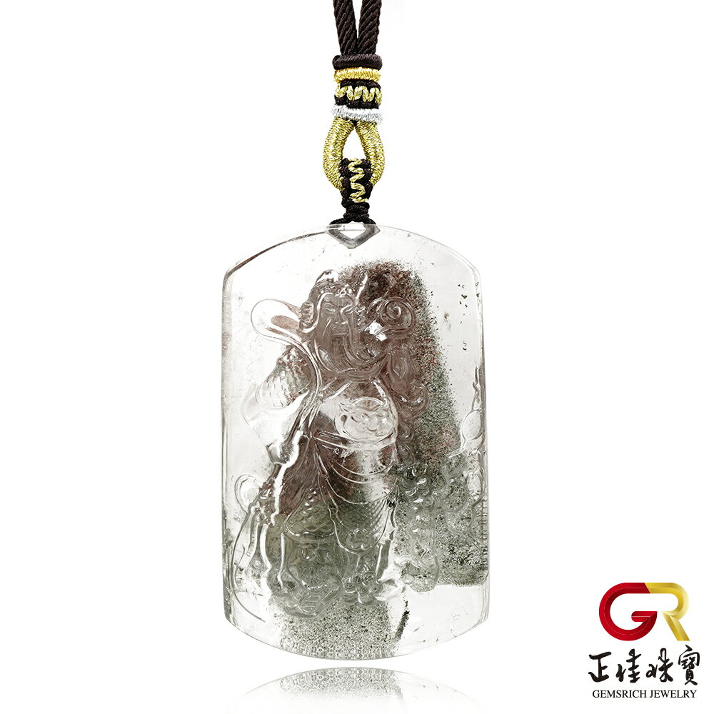 綠幽靈 頂級舞刀關公 68.9g 綠幽靈吊墜｜可調式棉繩