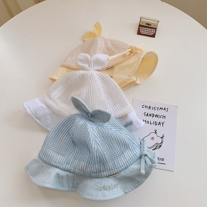 0一1歲嬰兒網眼漁夫帽子夏季薄款女寶寶防曬遮陽太陽夏天涼帽透氣