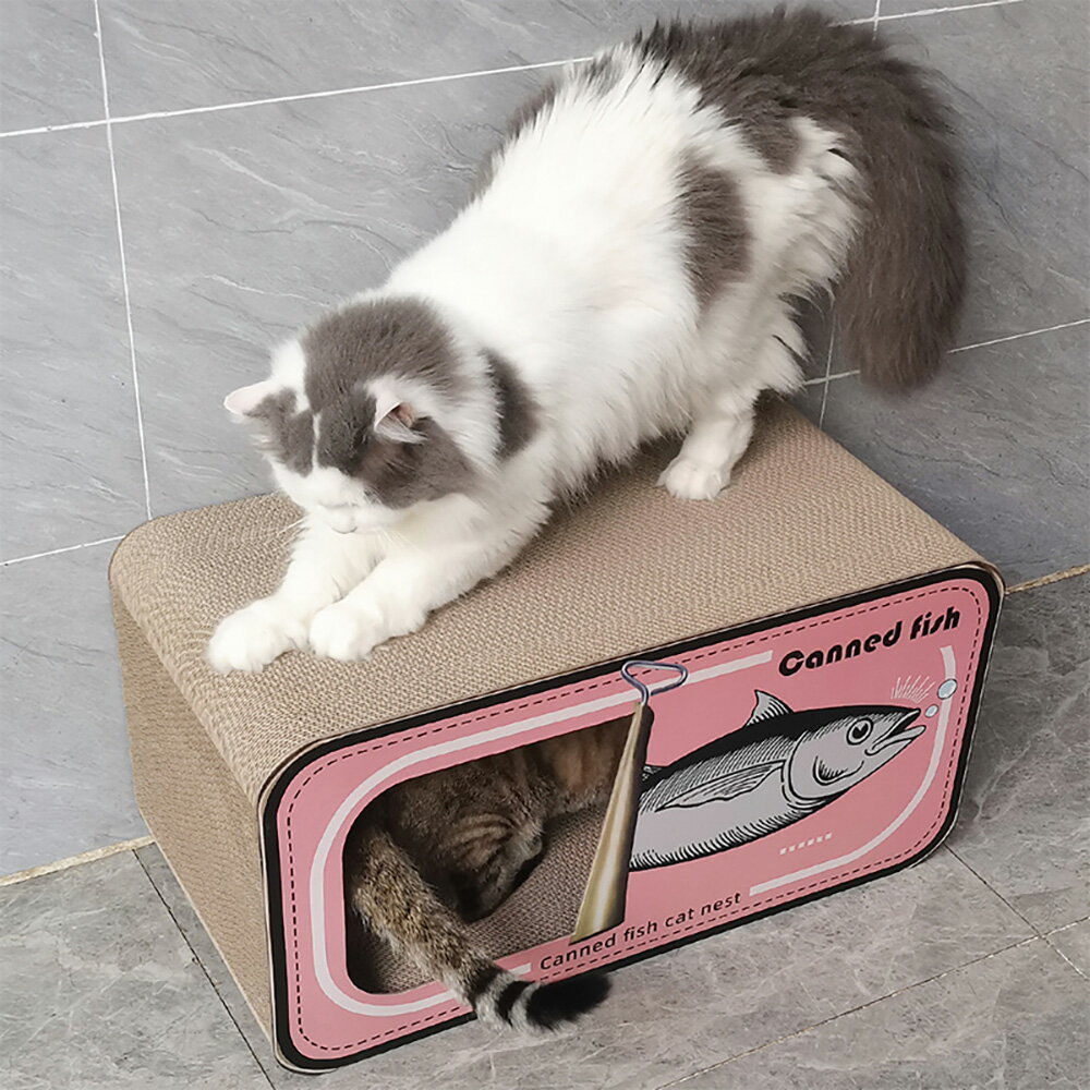 【台灣現貨】爆款罐頭貓抓板 貓咪坐墊 貓玩具 貓窩磨爪 耐磨耐用高密度貓咪磨爪板 三種顏色可選黃色/灰色/粉色 2
