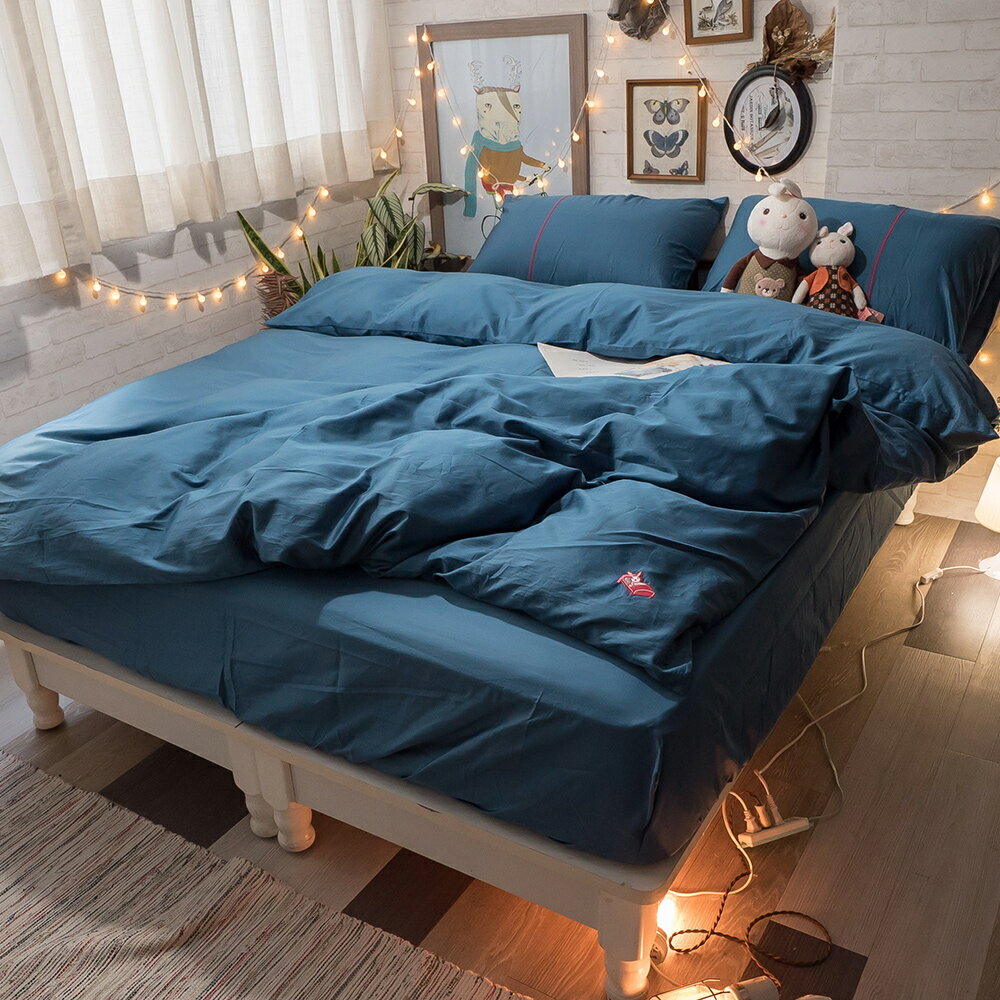 [Life-蔚藍 ]60支精梳棉 床包 被套 兩用被 台灣製造 棉床本舖 素色床包