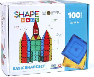 Shapemags 100 件組 100 件 磁鐵積木 磁性積木 5種形狀基本入門組 3D 建築積木 磁性磚組 適合兒童