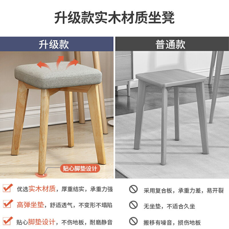 北歐餐椅凳子板凳餐凳家用簡約現代書桌實木小方凳化妝餐桌凳椅子