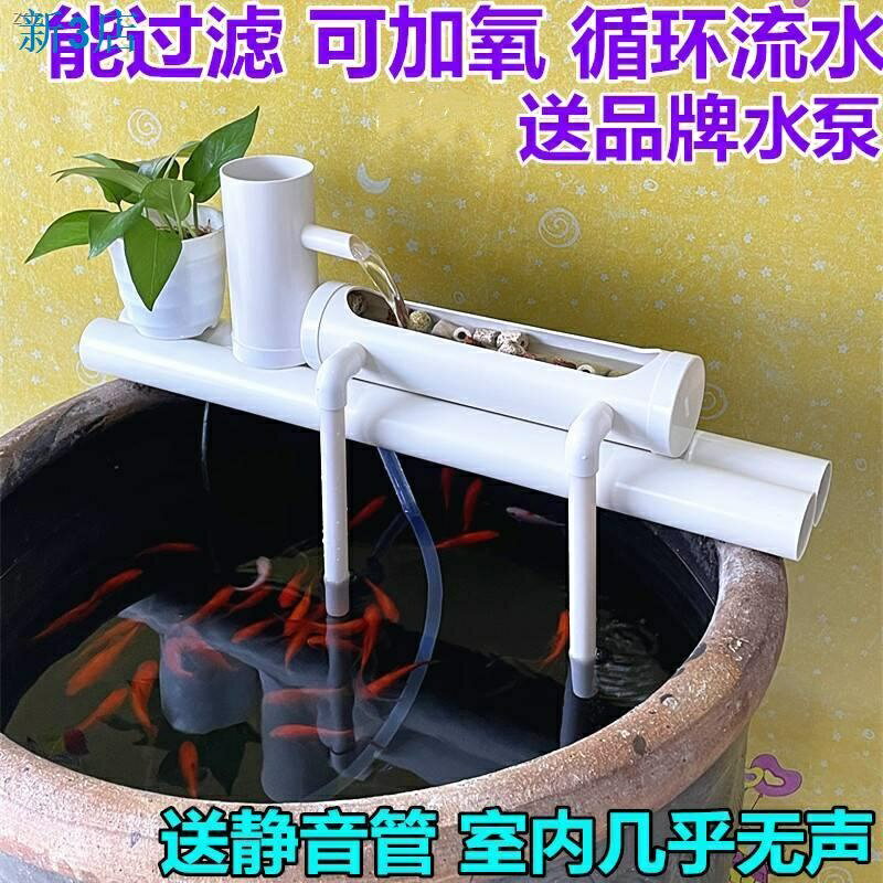 魚缸配件 魚缸過濾器 魚缸過濾器小型三合一淨水循環系統瀑布家用圓形瓷缸養魚池過濾盒