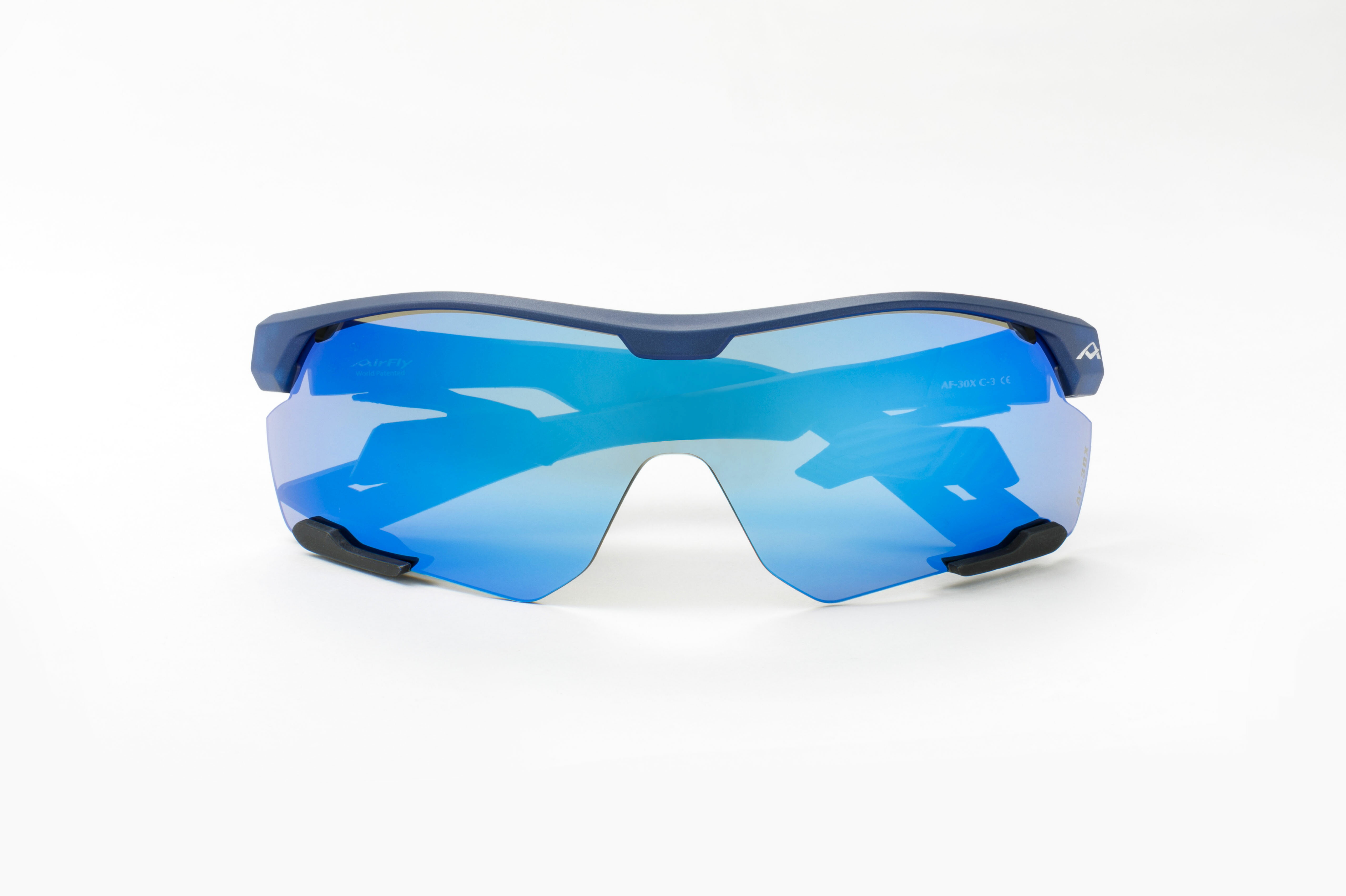 【AirFly】AF-30X C-3 無鼻墊運動太陽眼鏡 赤崎曉選手推薦 藍水銀鏡片 經典藍黑 1