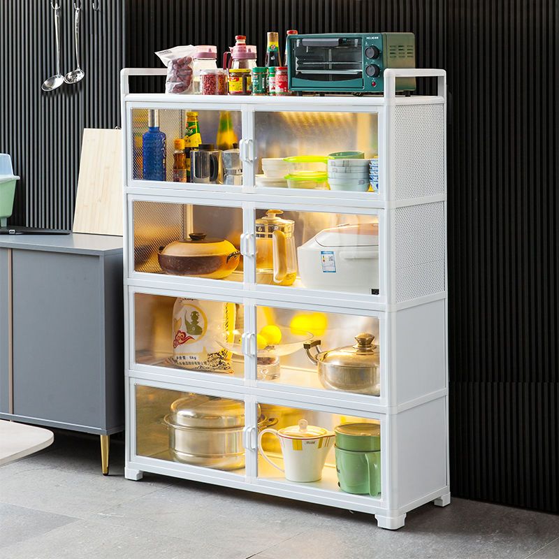 廚房置物架多層落地多功能儲物櫃子帶門家用碗櫃放碗碟餐具收納櫃