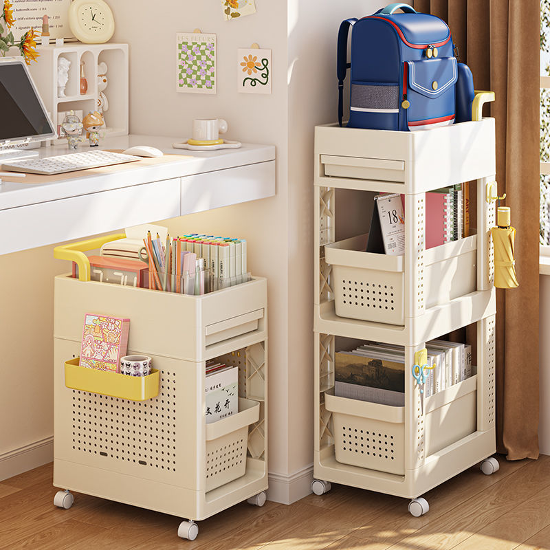 多功能書包置物架多層可移動小推車書本零食收納架家用書架收納櫃 1
