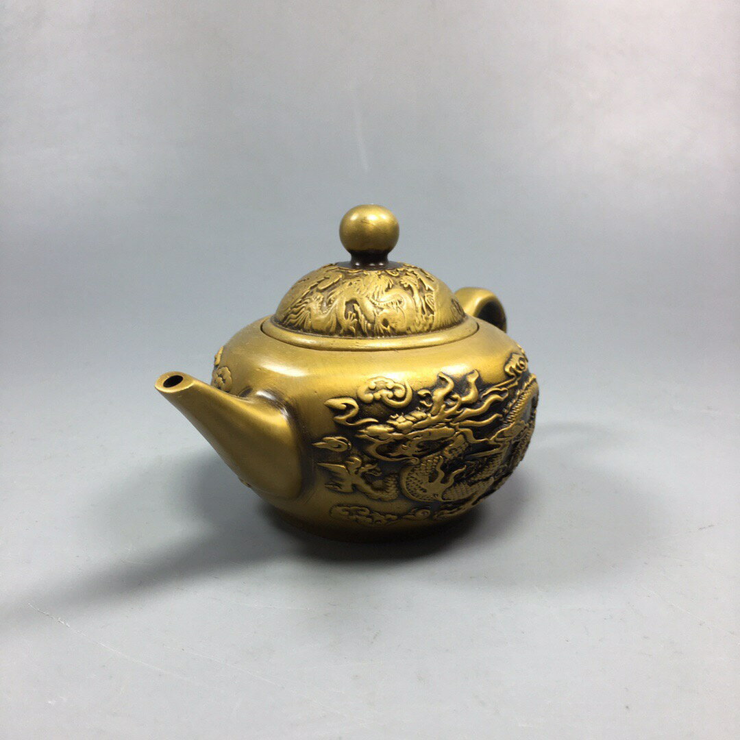 黃銅龍鳳壺純銅酒壺水壺手把壺老銅壺乾隆年制仿古精工家居裝飾品| 協貿
