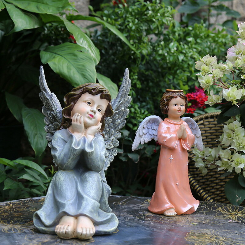 免運戶外擺件花園造景 庭院裝飾 戶外花園 園藝裝飾品擺件樹脂人物歐式小天使擺件 雕塑