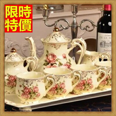 下午茶茶具含茶壺咖啡杯組合-歐式田園陶瓷茶具2色69g5【獨家進口】【米蘭精品】