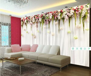 3d立體玫瑰花朵壁紙背景墻布奢華裝飾慶典美容院會所歐式田園墻紙