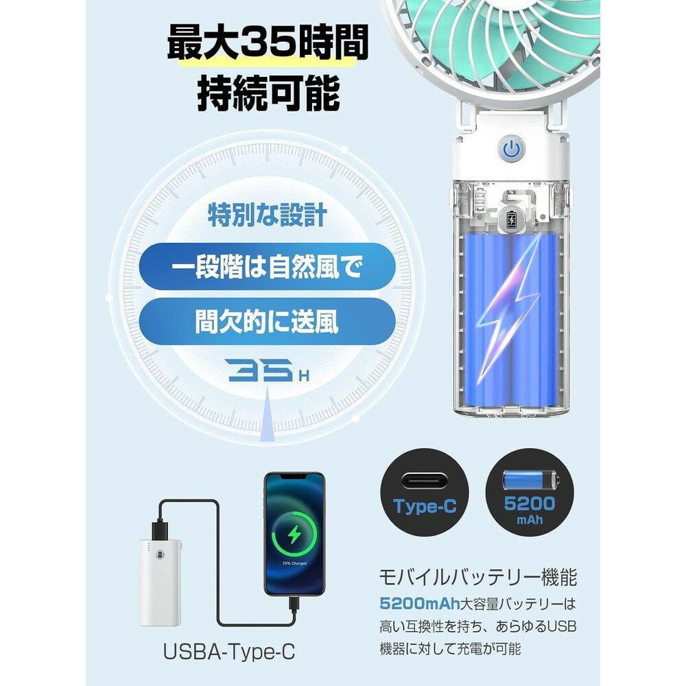 UR.Style 5200mAh 手持風扇DC 無刷馬達20dB 靜音設計Type-C 日本正規品代購| Metis直營店| 樂天市場Rakuten