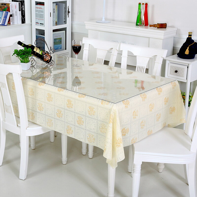 【套裝】竹月閣PVC環保桌布+軟質玻璃一套兩用水晶板餐臺布茶幾墊