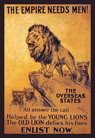 Posterazzi: First World War poster showing a pride of lions with one ...