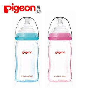 Pigeon 貝親 矽膠護層寬口母乳實感玻璃奶瓶(160ml/240ml)【甜蜜家族】