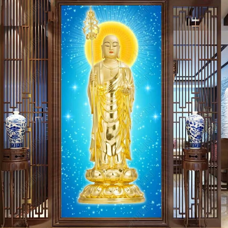 南無大願地藏王菩薩十字繡新款滿磚玄關小幅佛像水晶5d鉆石畫