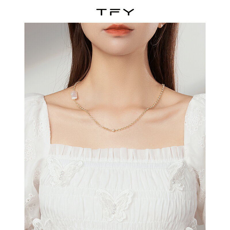 tfy天然淡水珍珠項鏈簡約小眾設計高級感夏季鎖骨鏈ins網紅脖頸鏈