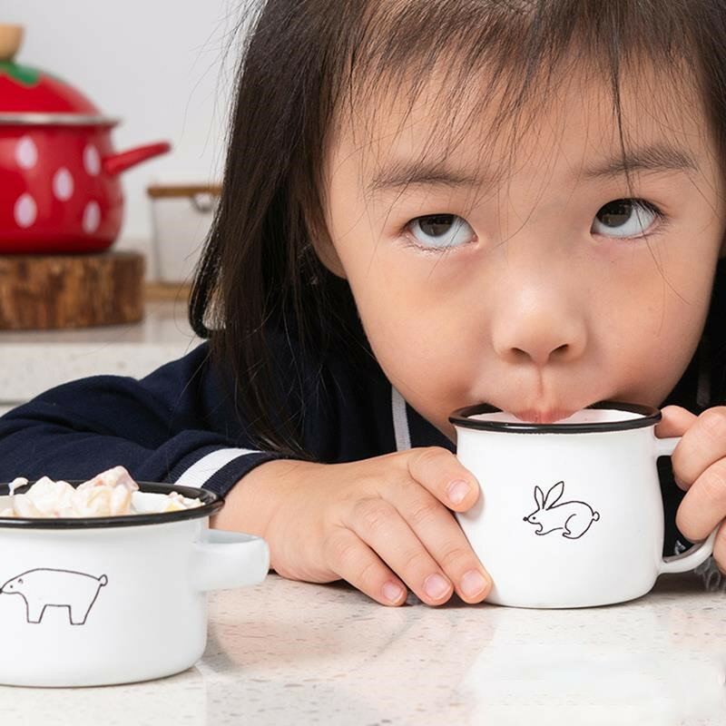 肥龍琺瑯搪瓷杯寶寶兒童幼兒杯咖啡杯馬克杯小容量茶杯水杯非陶瓷