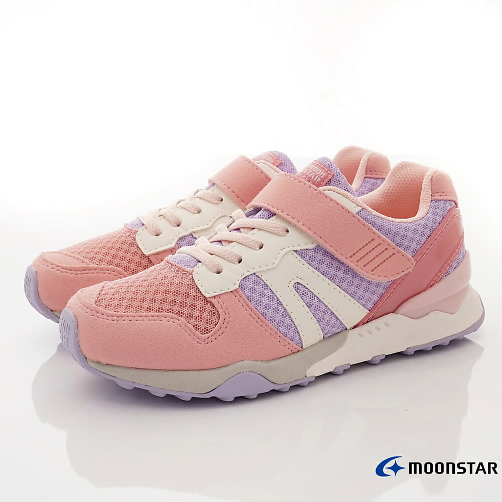日本月星Moonstar機能童鞋HI系列寬楦頂級學步鞋款22074紫粉(中大童段)