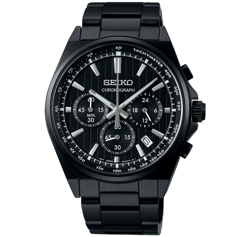 送禮首選★SEIKO精工 CS系列 條紋設計 三眼計時手錶 SBTR037J 8T63-01T0SD SK005 附提袋【全館滿額折價★APP下單點數4倍送】線上購買享 實體門市同步服務