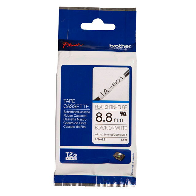 兄弟牌 BROTHER 白底黑字 8.8mmx1.5M 熱縮套管標籤帶/ 包 HSe-221【CUBE卡最高10%回饋】