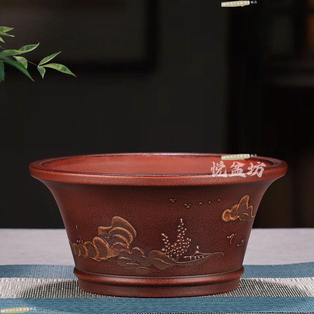 花盆 花器 紫砂花盆 精品紫砂花盆小多肉盆景盆金彈子黃楊菖蒲雲竹盆仿古迴流盆