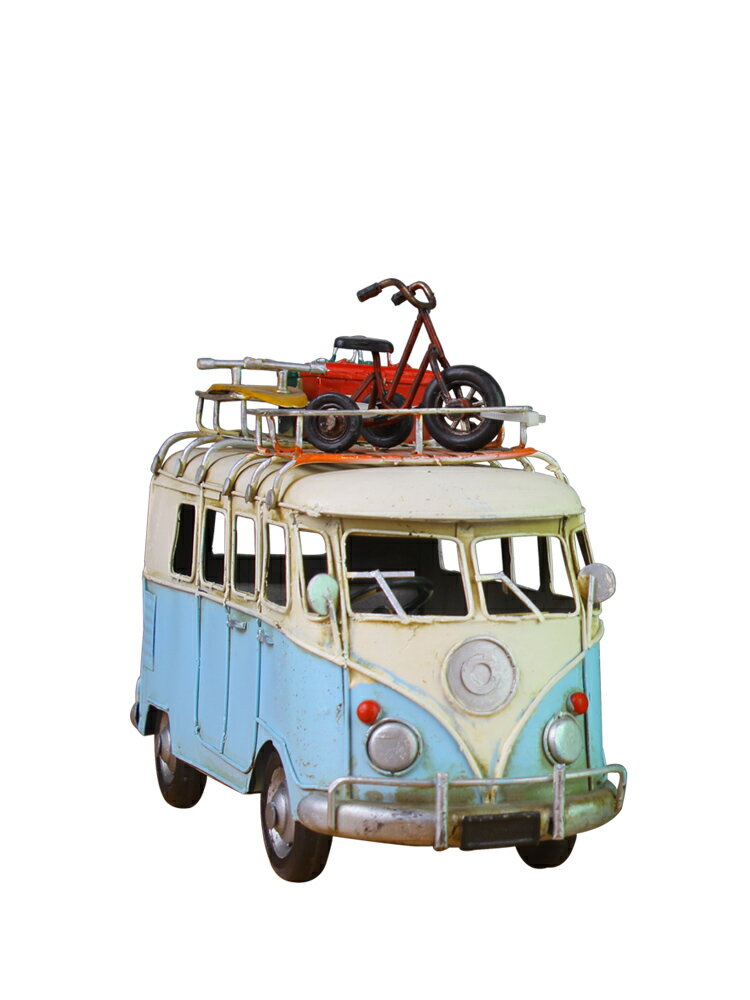 旅行巴士復古家居裝飾品擺件客廳電視柜酒柜擺件鐵皮老爺車模型 4