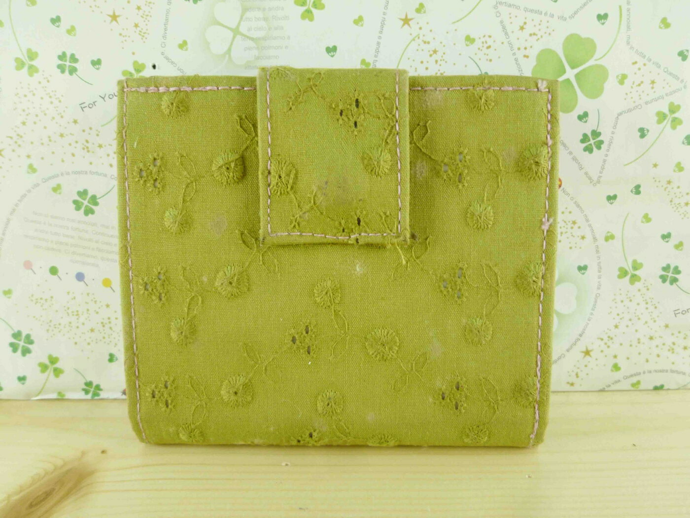 【震撼精品百貨】日本製蕾絲皮夾 短夾-墨綠色 震撼日式精品百貨