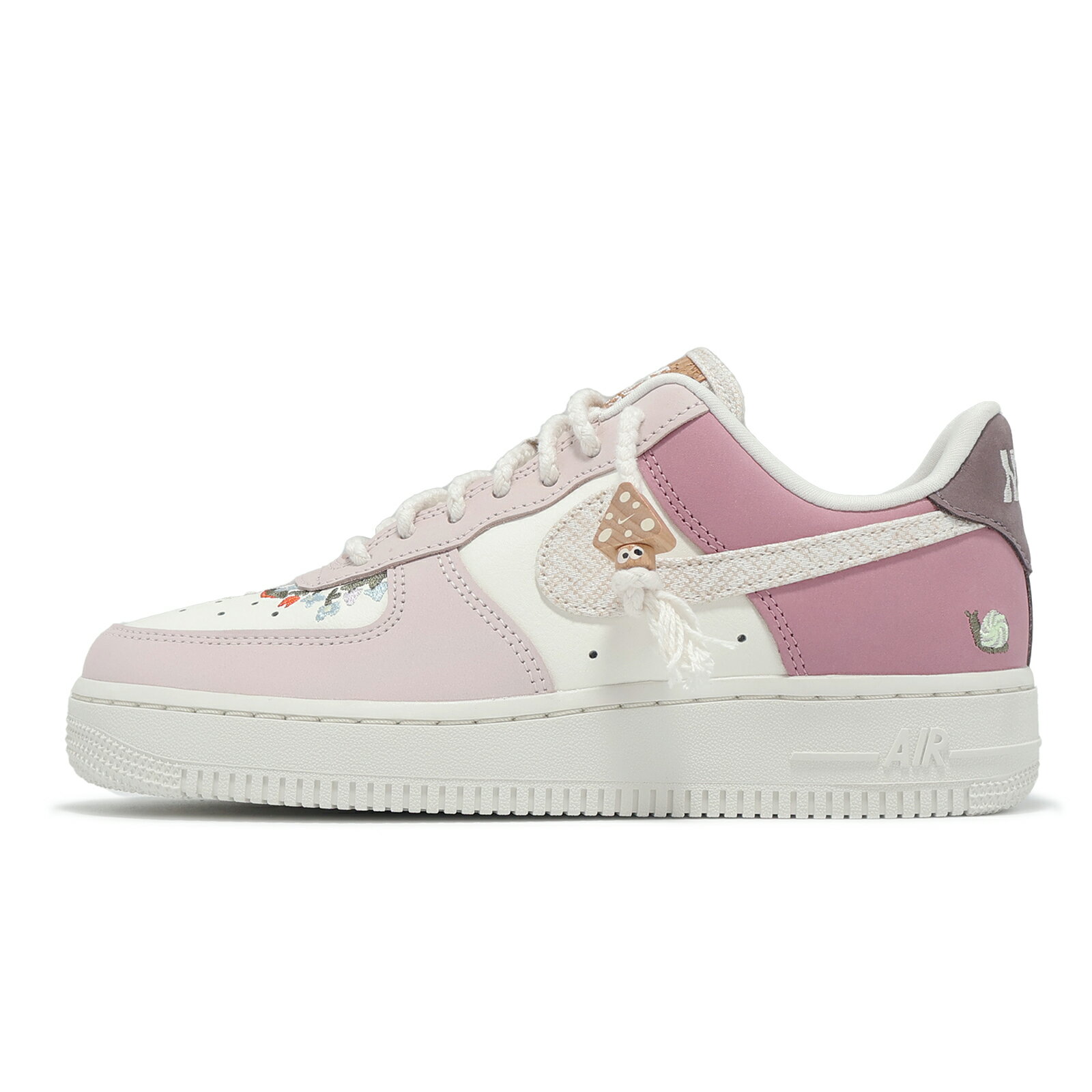 Nike 休閒鞋 Wmns Air Force 1 07 LX 女鞋 粉紅 蘑菇 刺繡 AF1 IB8874-111