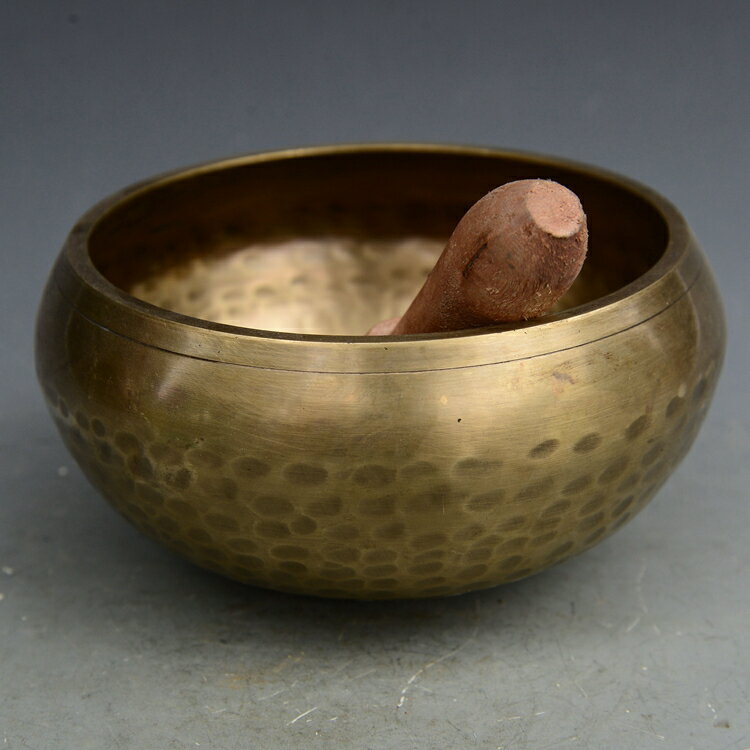 古玩古董雜項 精工黃銅鑄造銅器皿 佛教化緣器具藏傳文化收藏