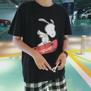 FINDSENSE H1 2018 夏季韓國 潮卡通 情侶 印花 短袖 T恤 寬松 半袖 圓領 百搭 打底衫 上衣