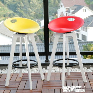 木柴生活吧台椅子實木酒吧椅創意吧椅休閒設計師高腳凳北歐前台椅